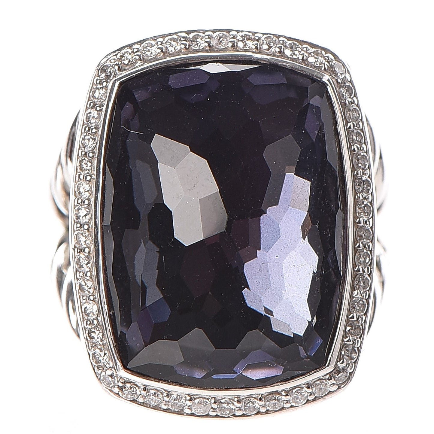 Sterling Silver Diamond Black Orchid 20mm Albion Ring 52 6