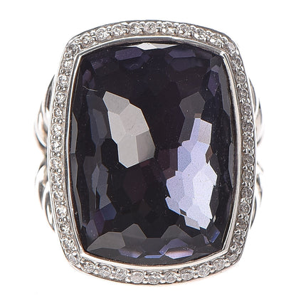 David Yurman Sterling Silver Diamond Black Orchid 20mm Albion Ring 52 6 1 of 7