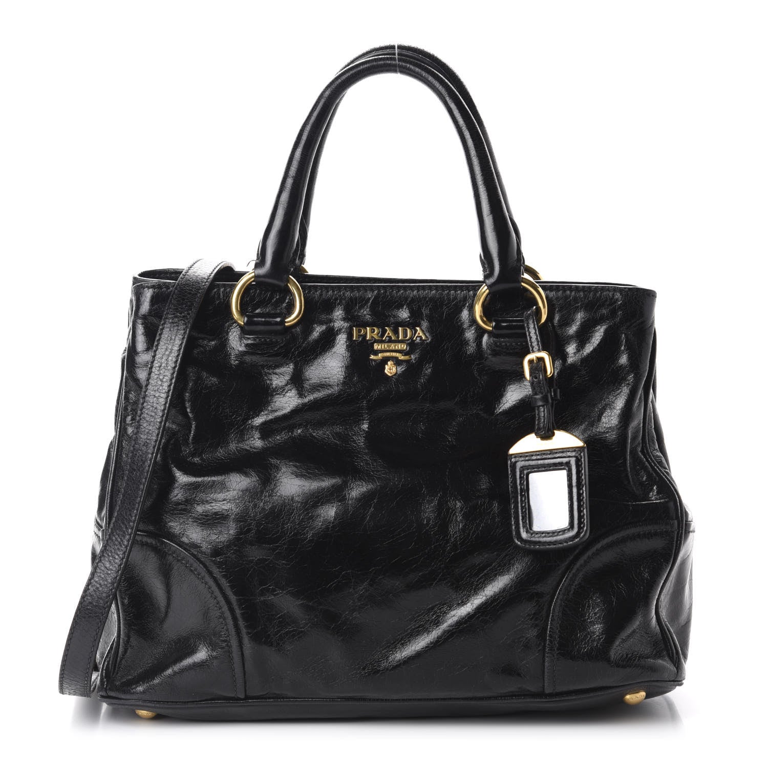Prada Vitello Shine Tote Black 1 of 10