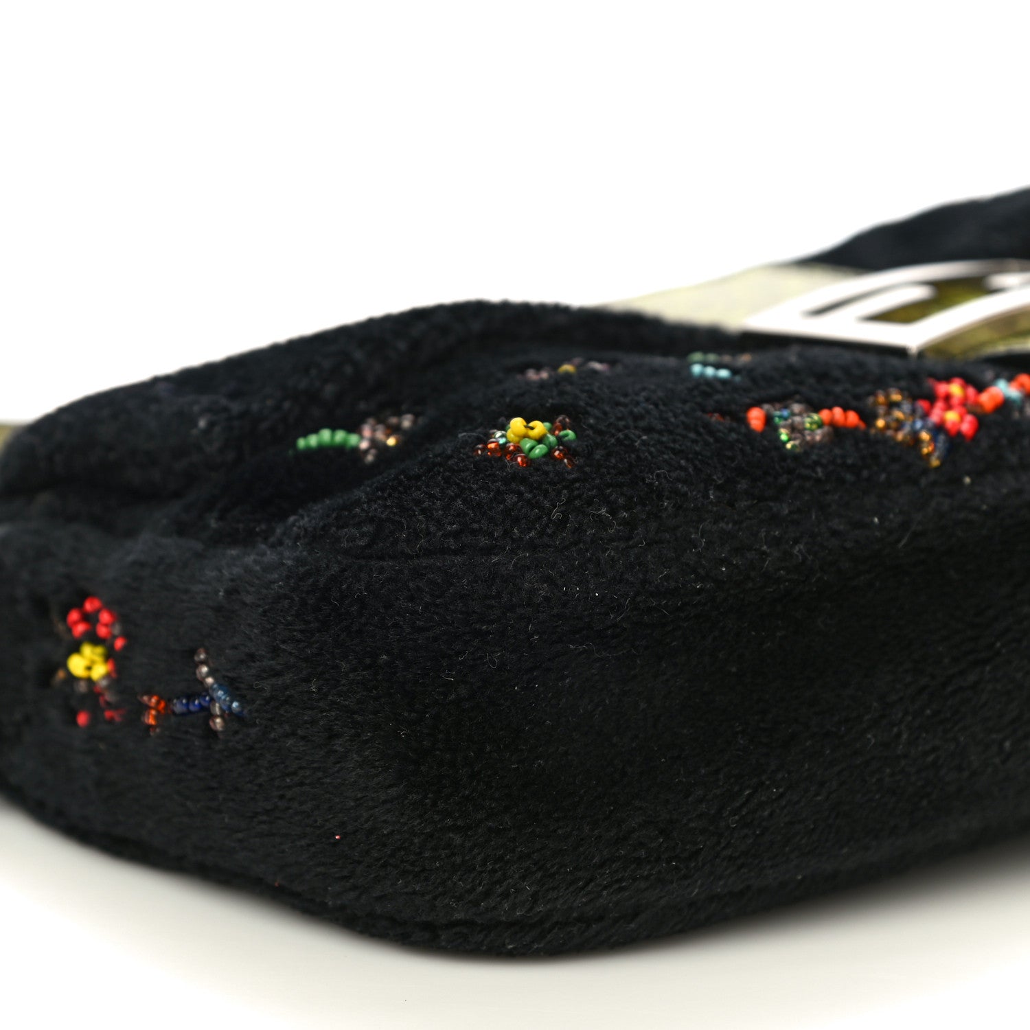 Fendi Shearling Lizard Beaded Baguette Black Green Multicolor 10 of 14