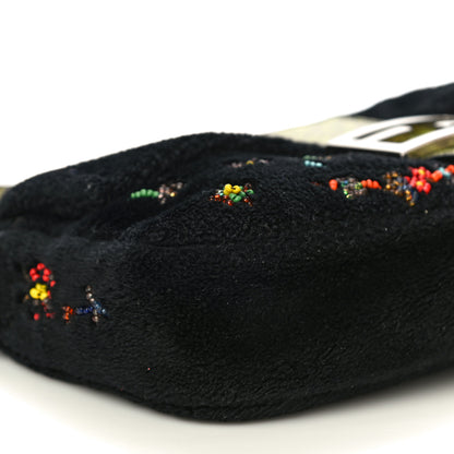 Fendi Shearling Lizard Beaded Baguette Black Green Multicolor 10 of 14