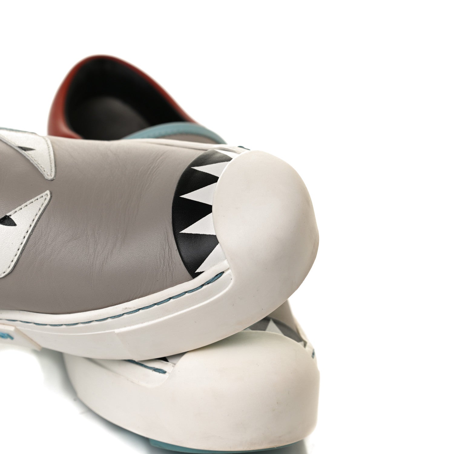 Fendi Vitello Elite Monster Bug Slip On Sneakers 35 Grigio Polvere Bloody Mary Pale Turquoise 11 of 13