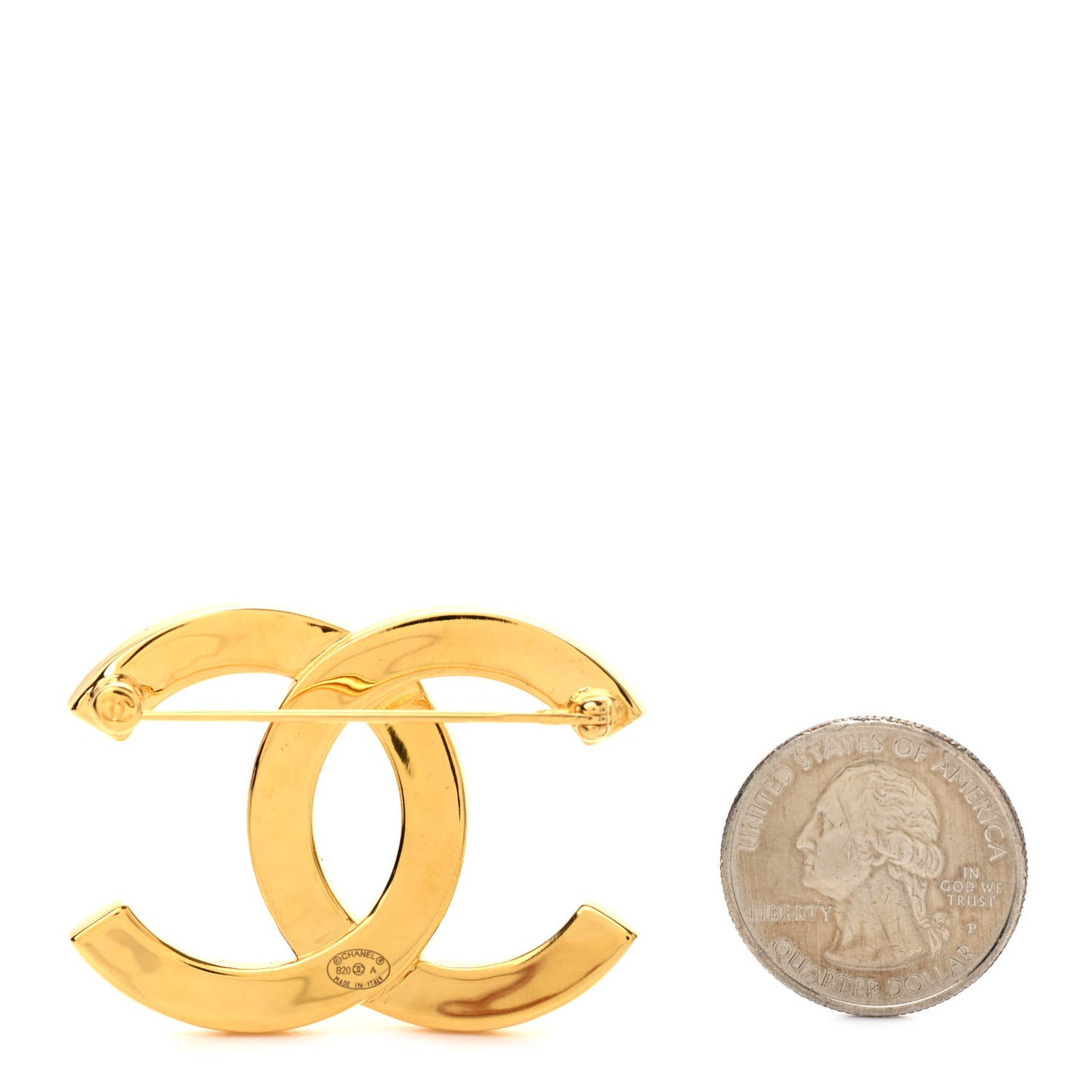 Metal Paris Button CC Large Brooch Gold