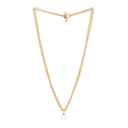 Tiffany 18K Yellow Gold Pearl Multi Chain Toggle Necklace 2 of 5