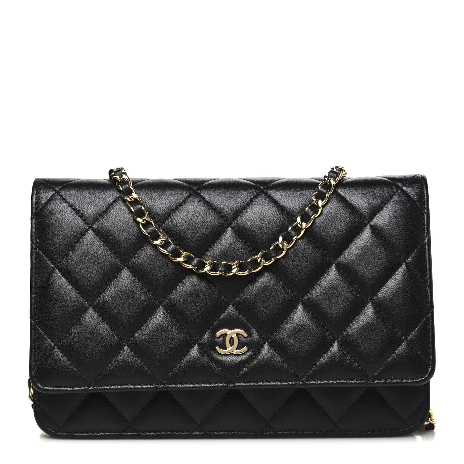 Chanel Lambskin Quilted Wallet On Chain WOC Black 1 of 12