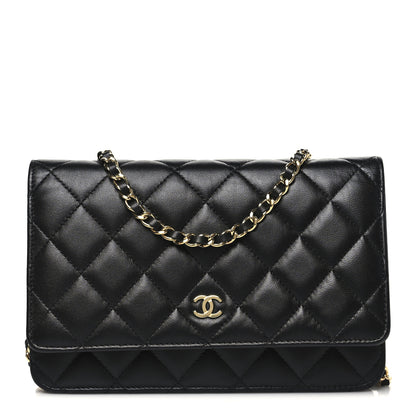 Chanel Lambskin Quilted Wallet On Chain WOC Black 1 of 12