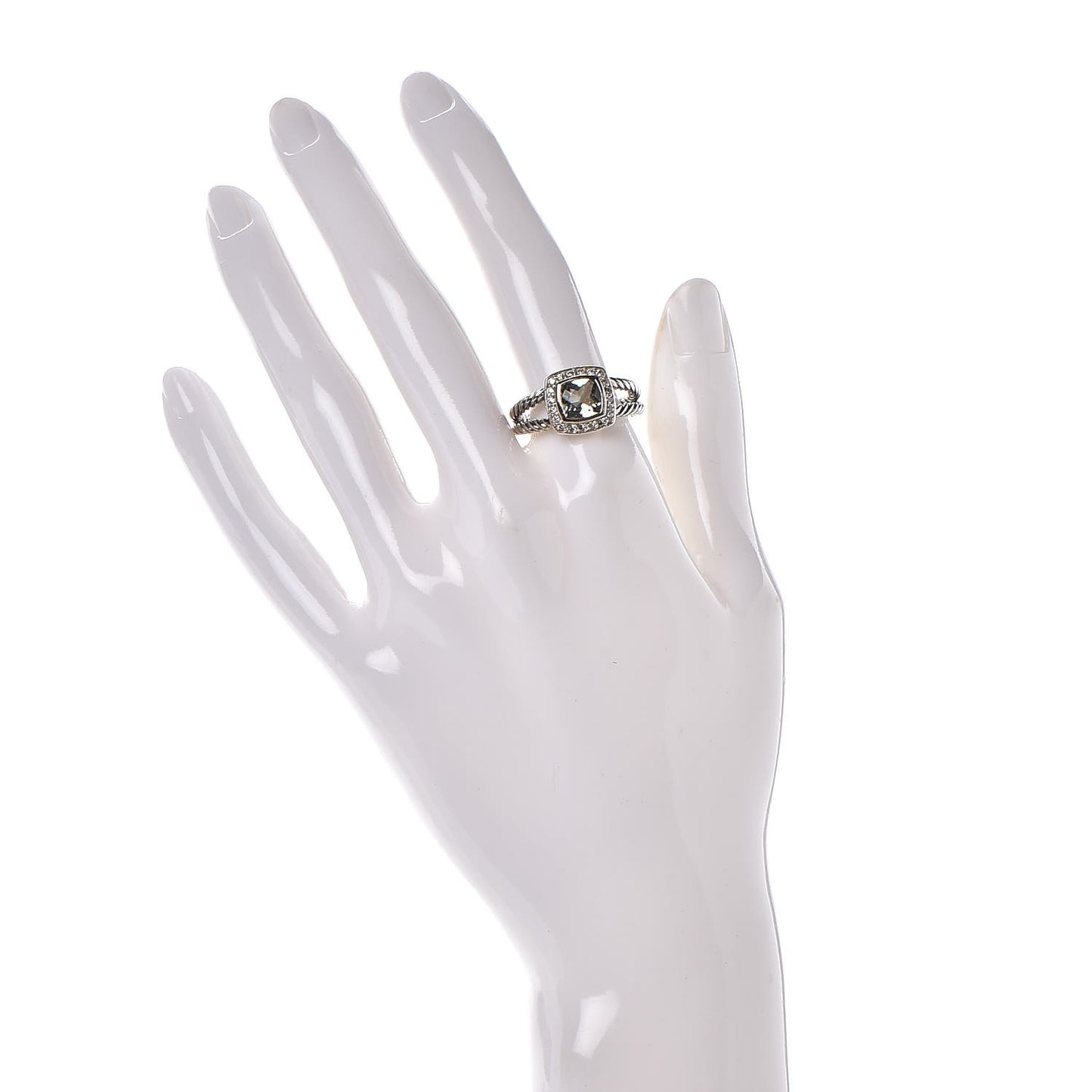 Sterling Silver Diamond Prasiolite 7mm Petite Albion Ring 57 8