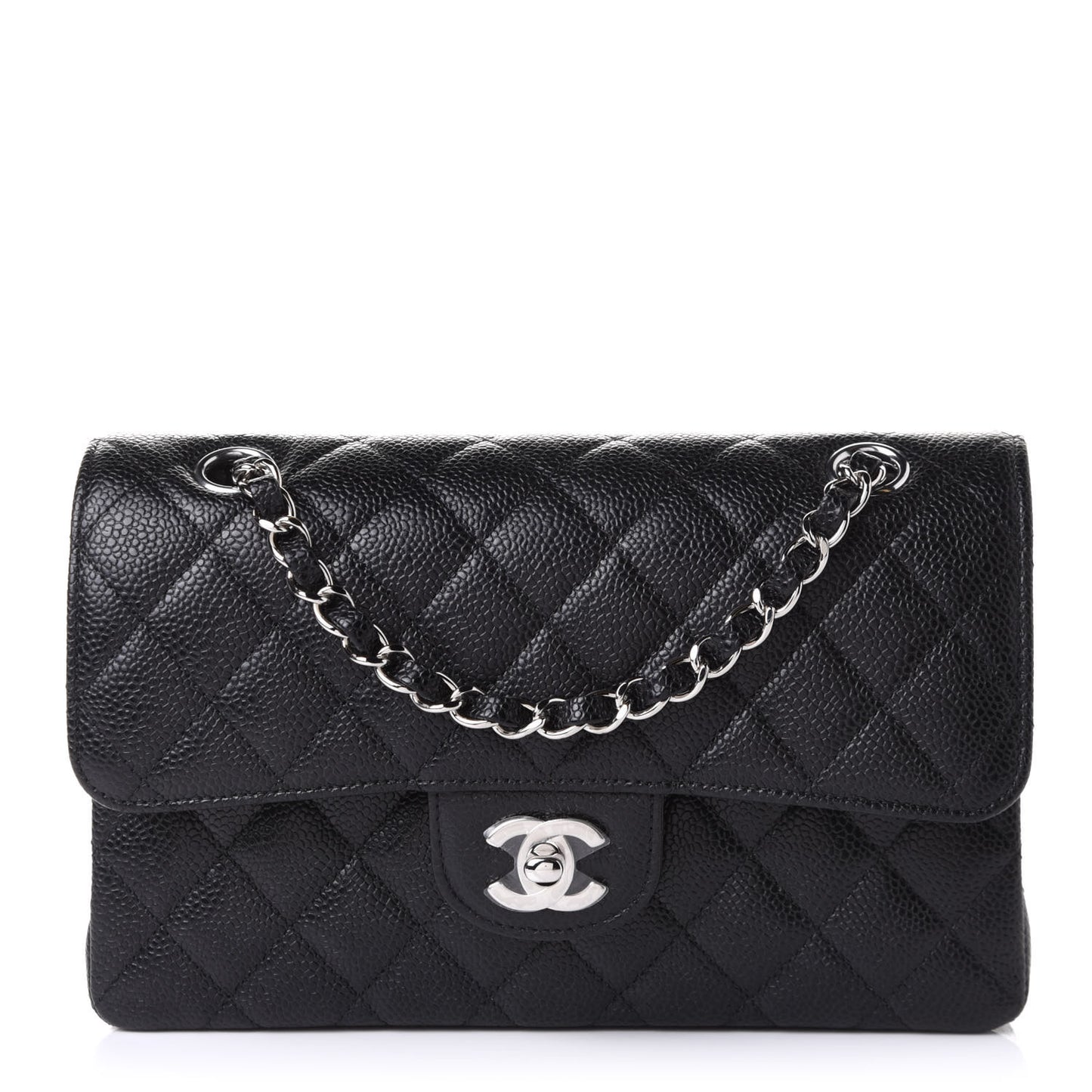 Caviar Quilted Small Double Flap Black
