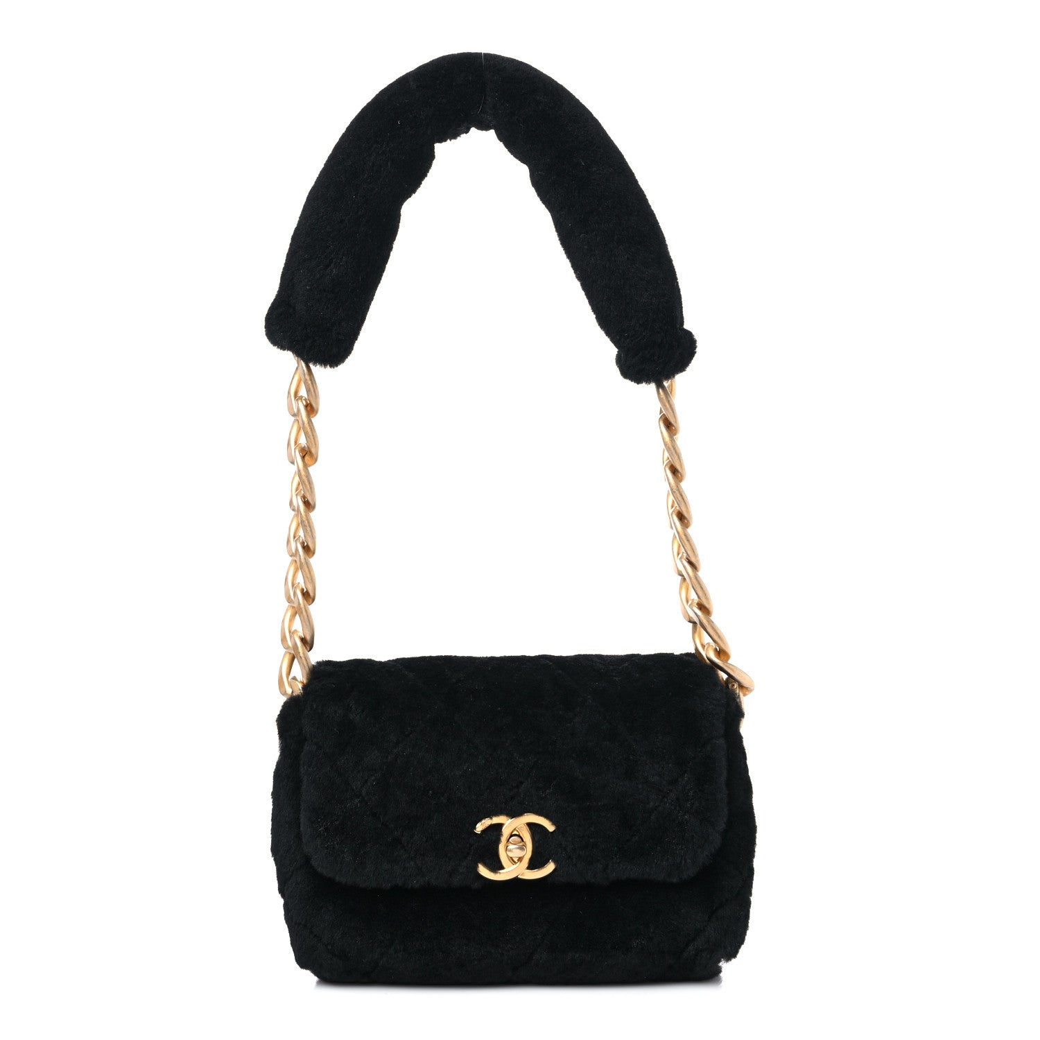 Chanel Shearling Quilted Single Flap Black 1 of 9