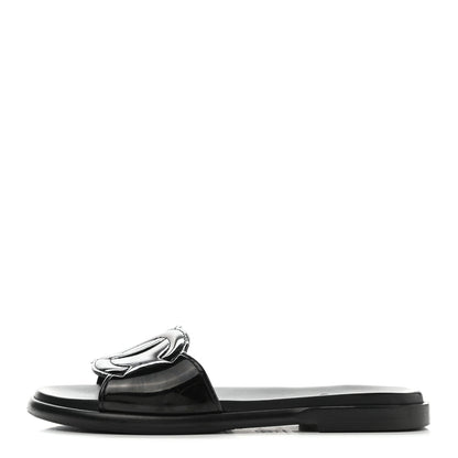 Chanel Patent CC Slide Sandals 38.5 Black 1 of 13