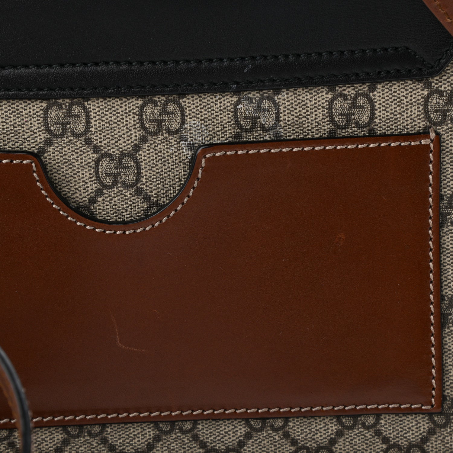 Gucci GG Supreme Monogram Calfskin Small Padlock Top Handle Bag Beige Black Cuir 11 of 11