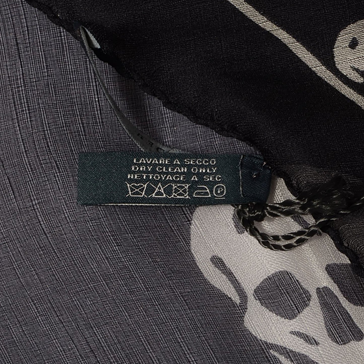Silk Chiffon Skull Scarf Black Ivory