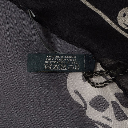 Alexander McQueen Silk Chiffon Skull Scarf Black Ivory 8 of 8