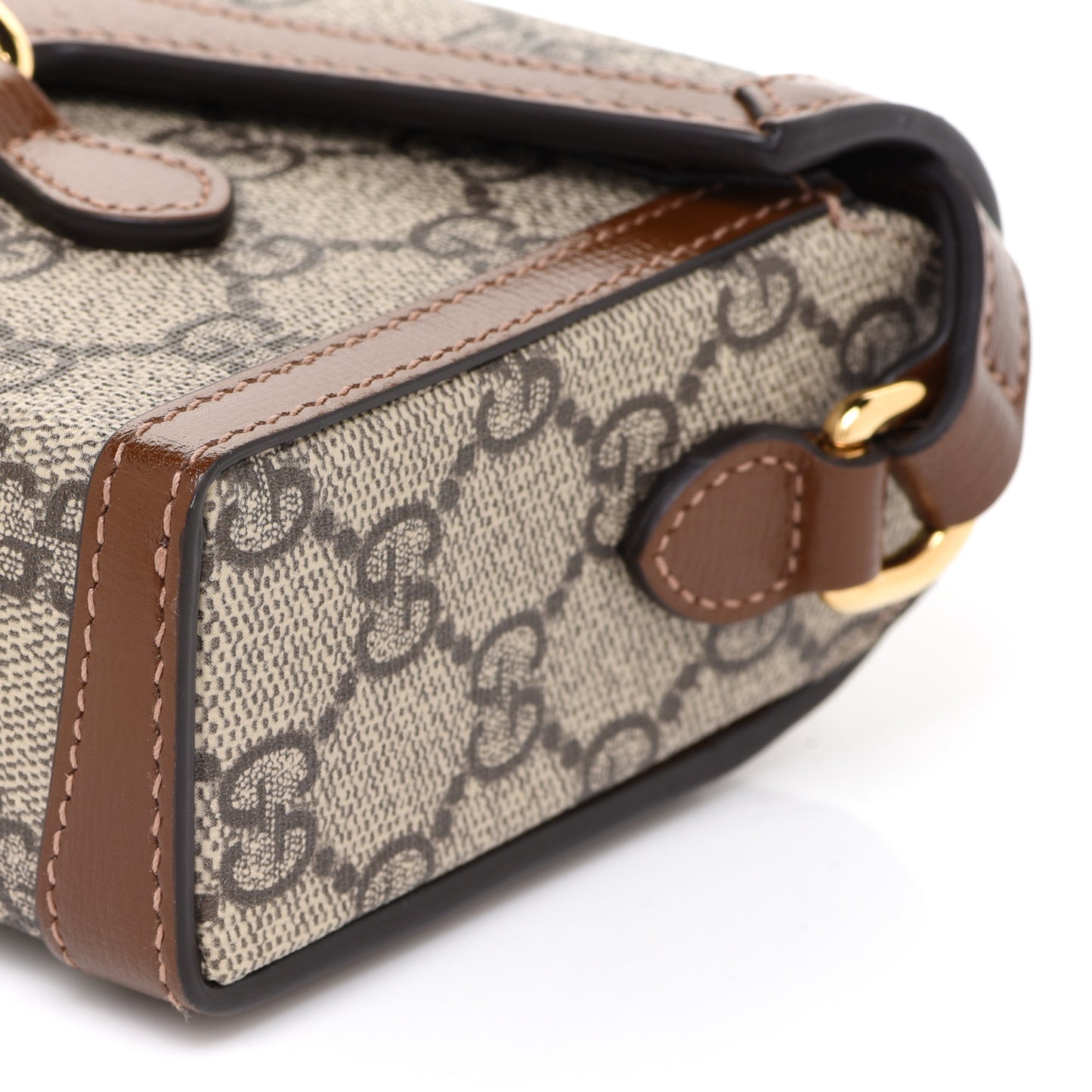 GG Supreme Monogram Mini Horsebit 1955 Shoulder Bag Beige Brown Sugar
