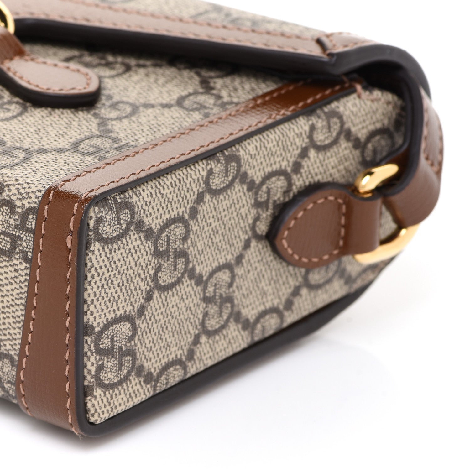 Gucci GG Supreme Monogram Mini Horsebit 1955 Shoulder Bag Beige Brown Sugar 9 of 10