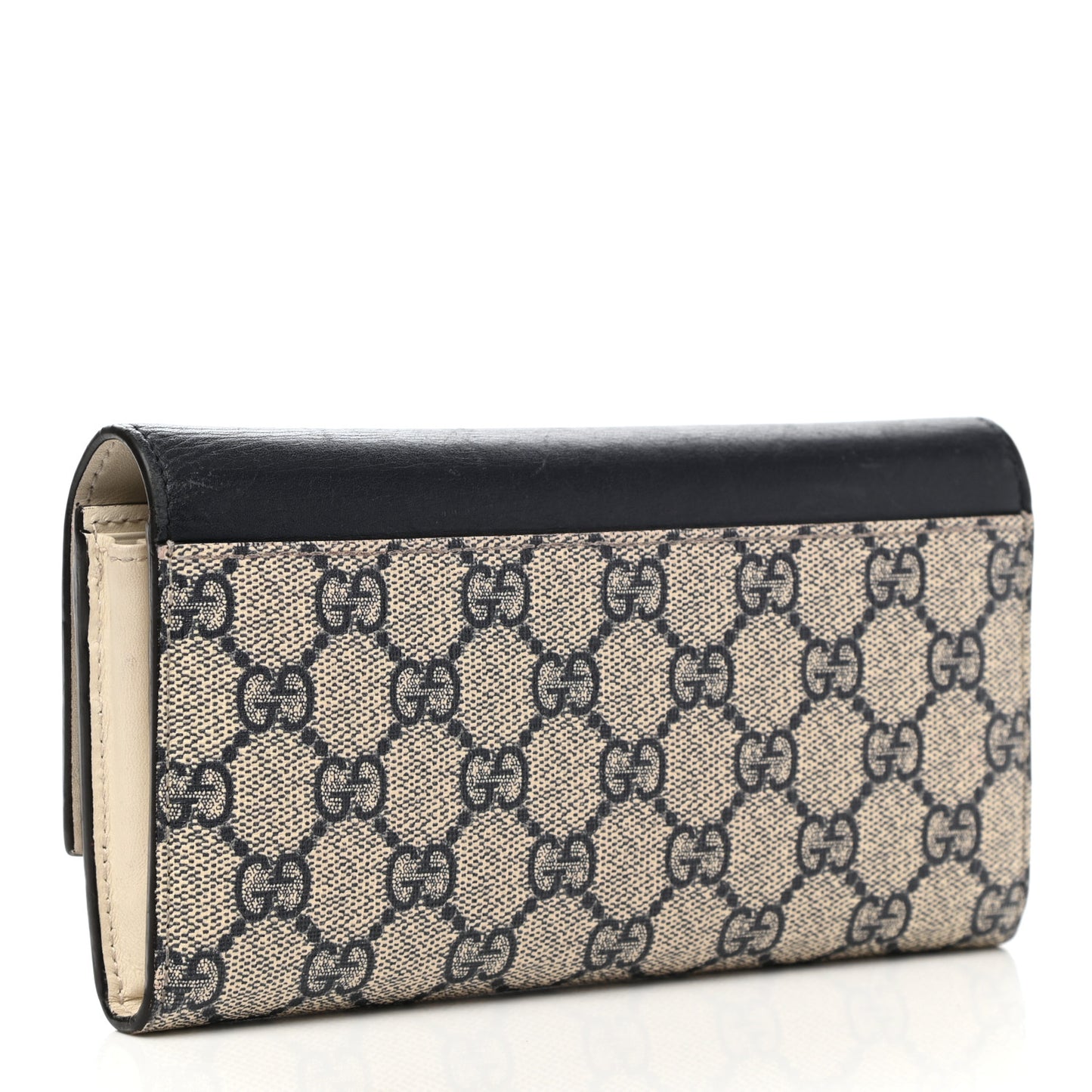 Calfskin GG Supreme Monogram Continental Wallet Black