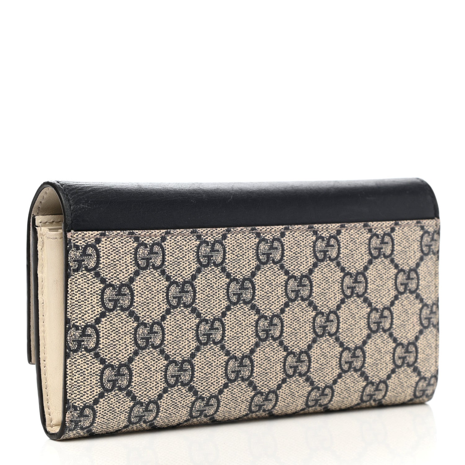 Gucci Calfskin GG Supreme Monogram Continental Wallet Black 3 of 9