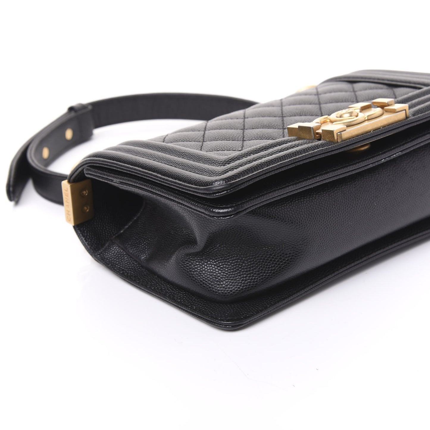 Caviar Quilted Small Boy Flap Black