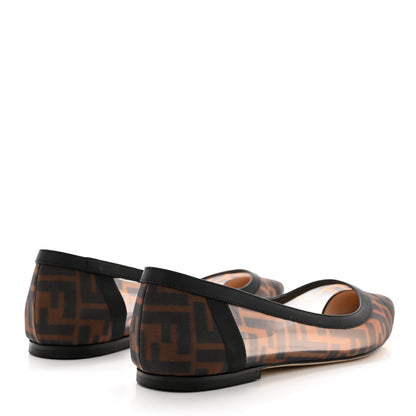 Fendi Mesh FF Skimmer Ballerina Flats 40 Tobacco Moro Black 4 of 8
