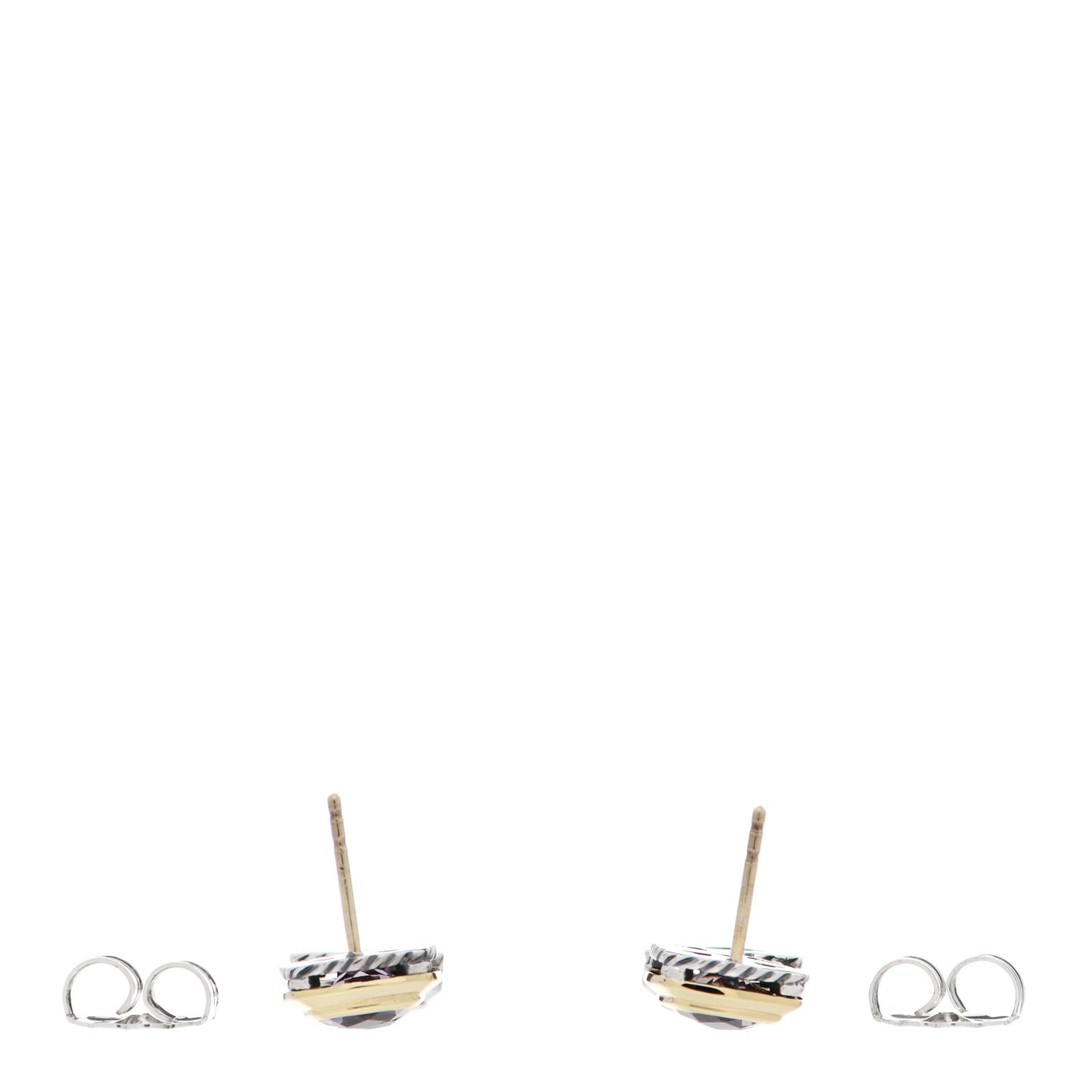 Sterling Silver 18K Yellow Gold Amethyst Drop Earrings