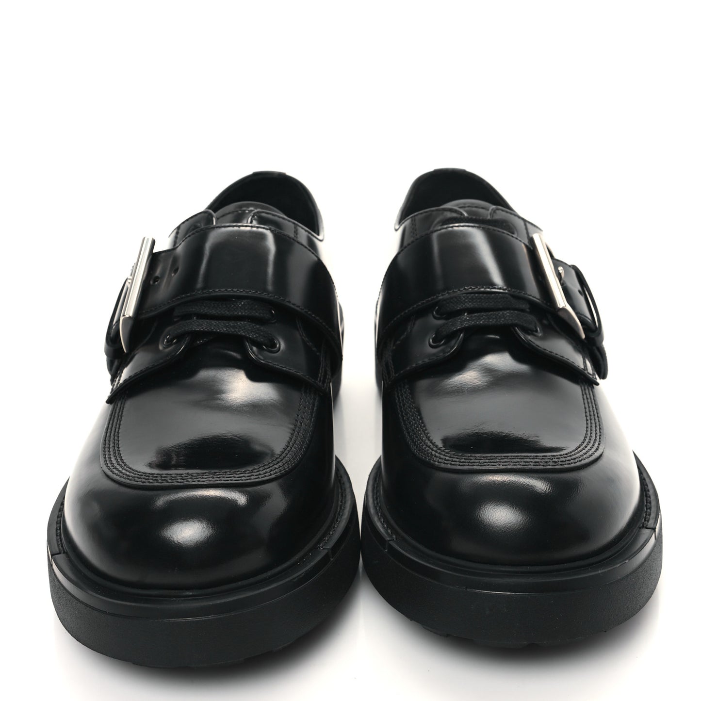 Calfskin Mens Belted Lace Up Loafers 9 Black