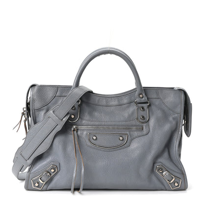 Balenciaga Chevre Silver Metallic Edge Hardware City Bleu Acier 1 of 10