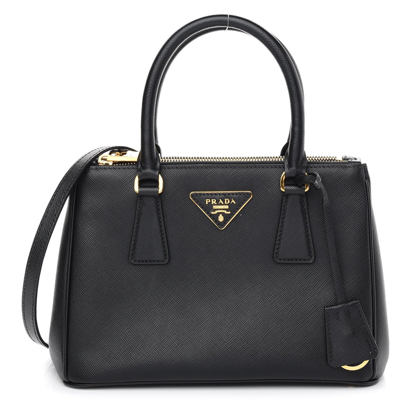 Saffiano Small Galleria Double Zip Tote Black