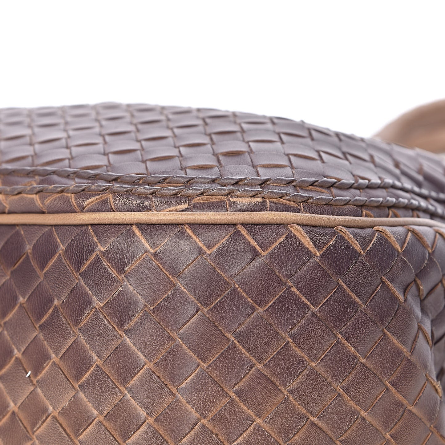 Nappa Intrecciato Ombre Shoulder Bag Camel