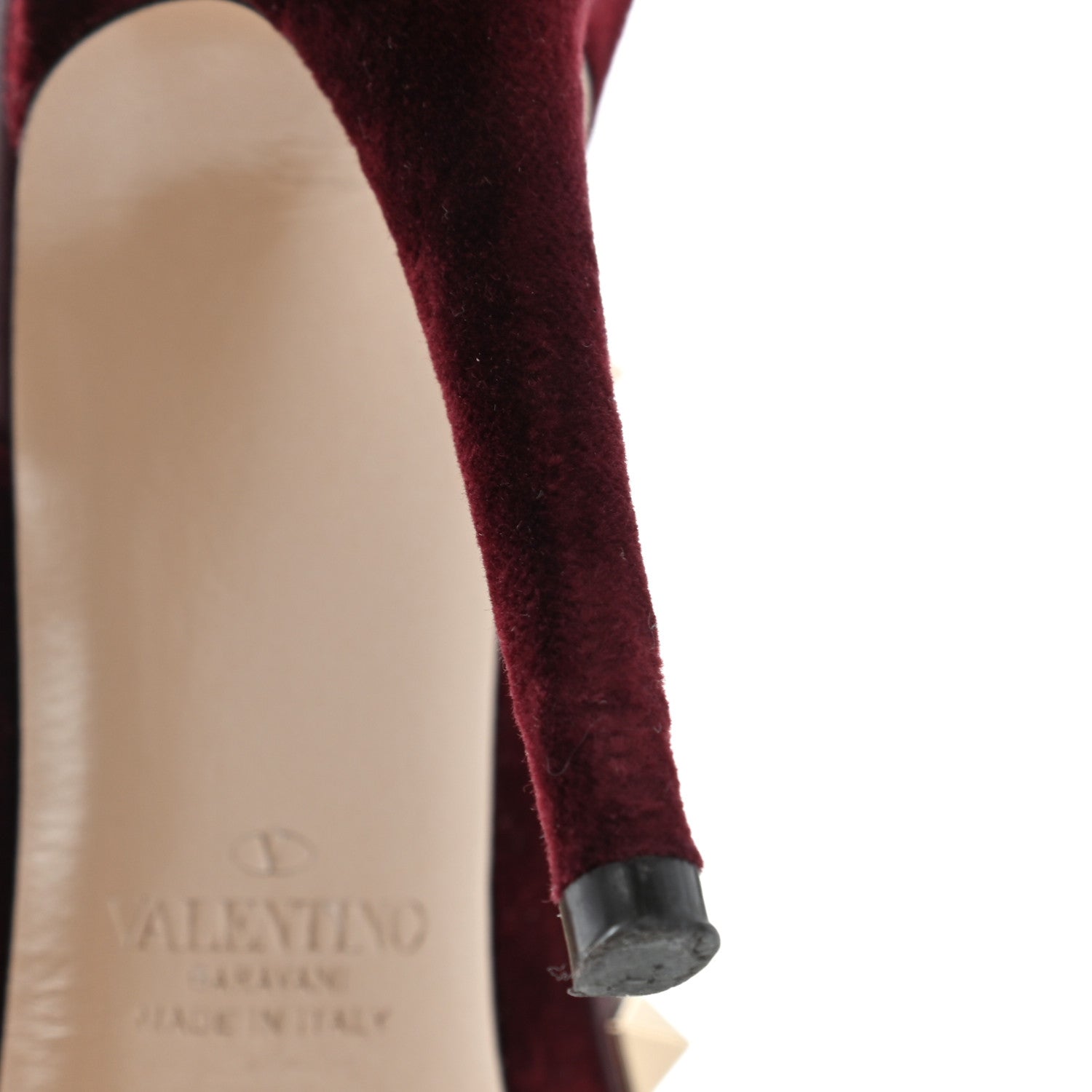 Valentino Garavani Velvet Rockstud Ankle Strap 100mm Pumps 38.5 Rubin 7 of 10