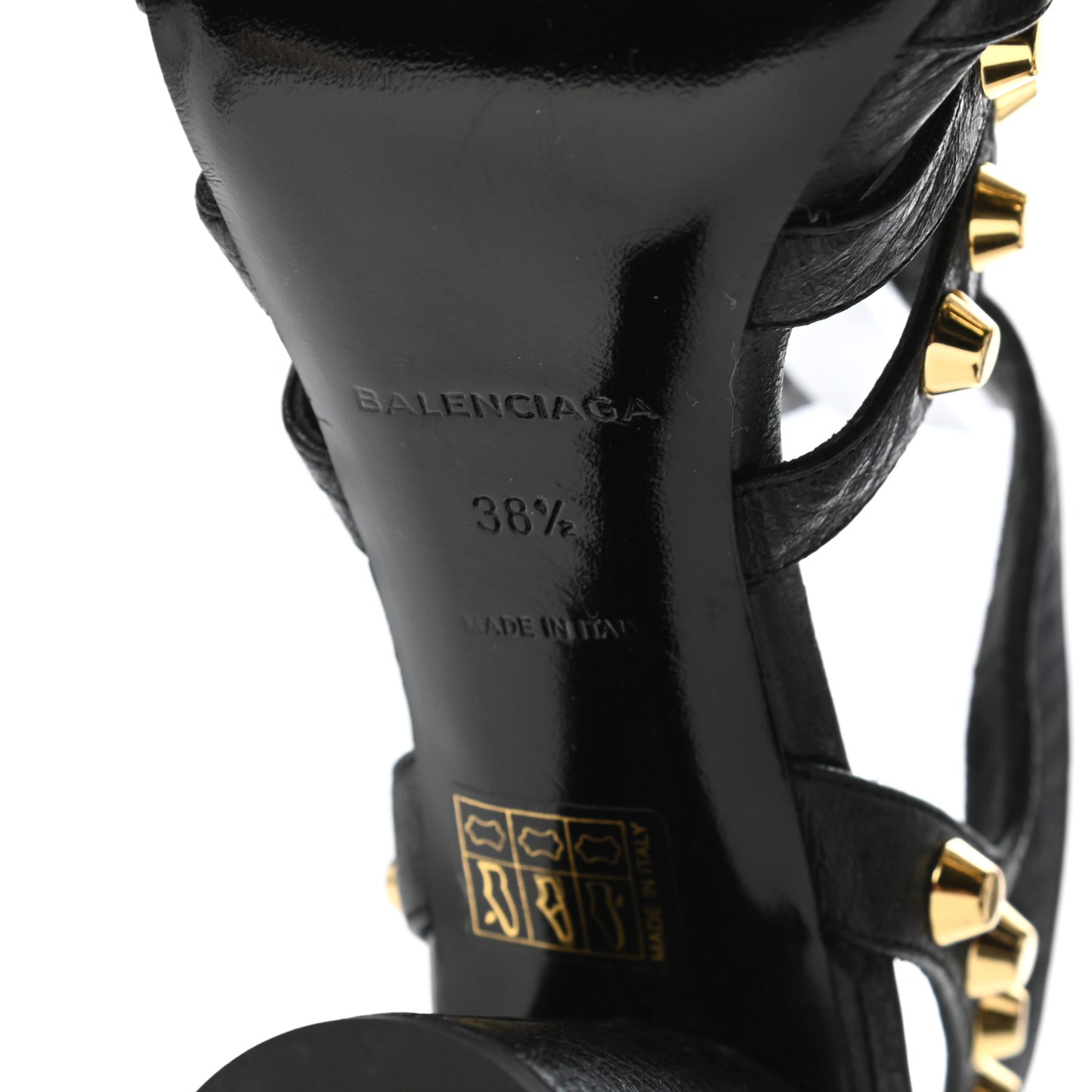Agneau Lambskin Giant Gold Hardware Arena Sandals 38.5 Black
