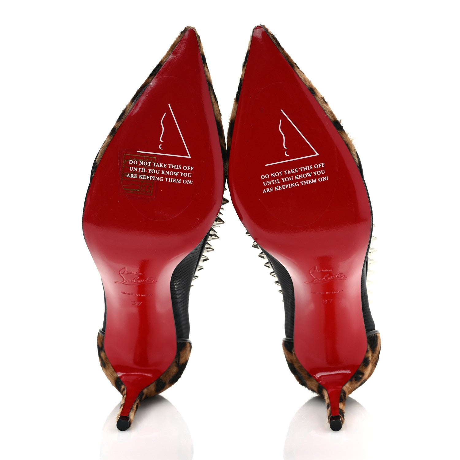 Christian Louboutin Galativi Pony Hair Leopard Spikes 85 Pumps 37 Black 5 of 7