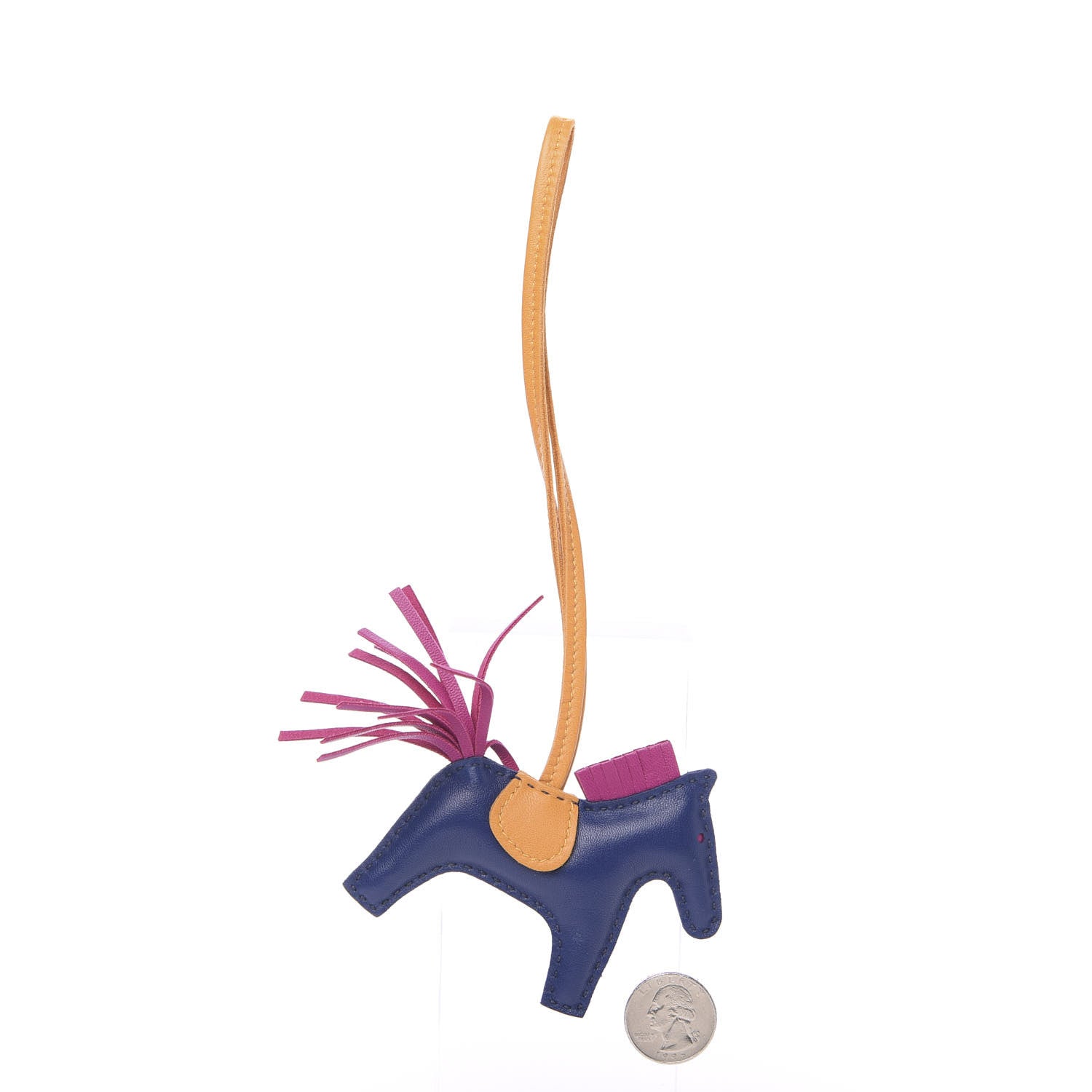 Hermes Milo Lambskin Grigri Rodeo Horse Bag Charm PM Bleu Saphir Rose Pourpre Bouton D'Or 2 of 4
