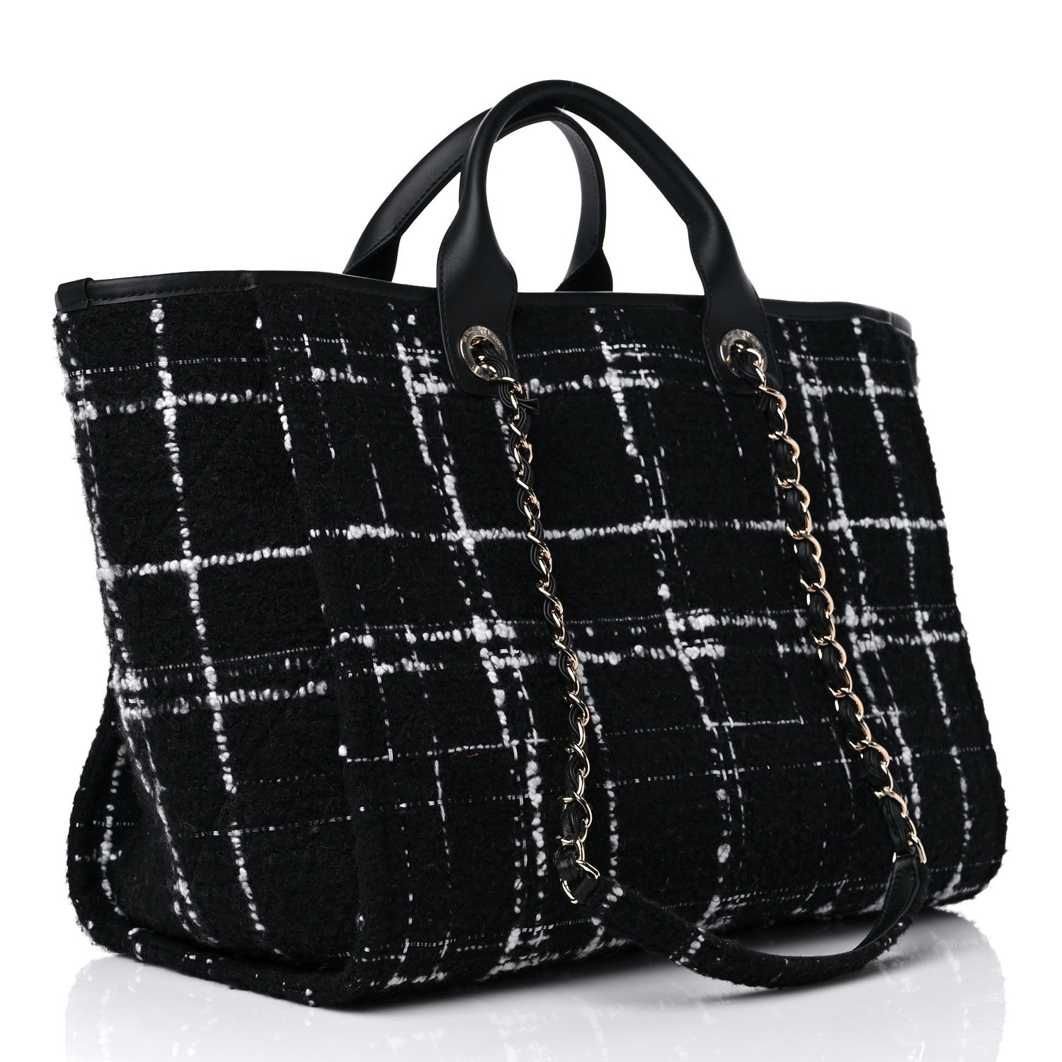 Chanel Tweed Medium Deauville Tote Black White Multicolor 4 of 10