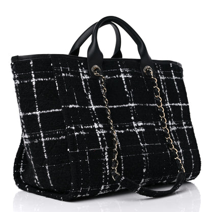 Chanel Tweed Medium Deauville Tote Black White Multicolor 4 of 10