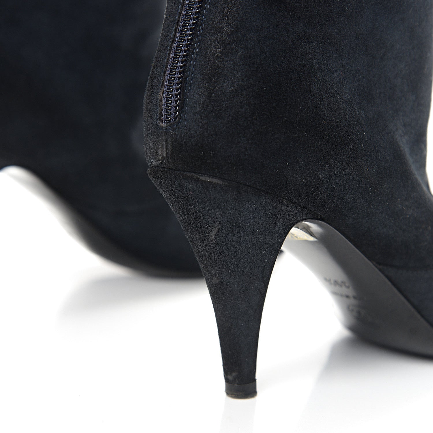 Chanel Suede Calfskin Chain Cap Toe Knee High Boots 39.5 Dark Navy 8 of 9