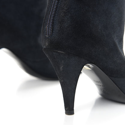 Chanel Suede Calfskin Chain Cap Toe Knee High Boots 39.5 Dark Navy 8 of 9