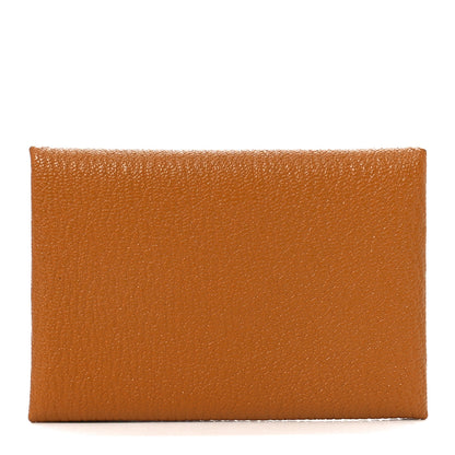 Hermes Chevre Mysore Verso Calvi Duo Card Case Caramel Mauve Sylvestre 1 of 8
