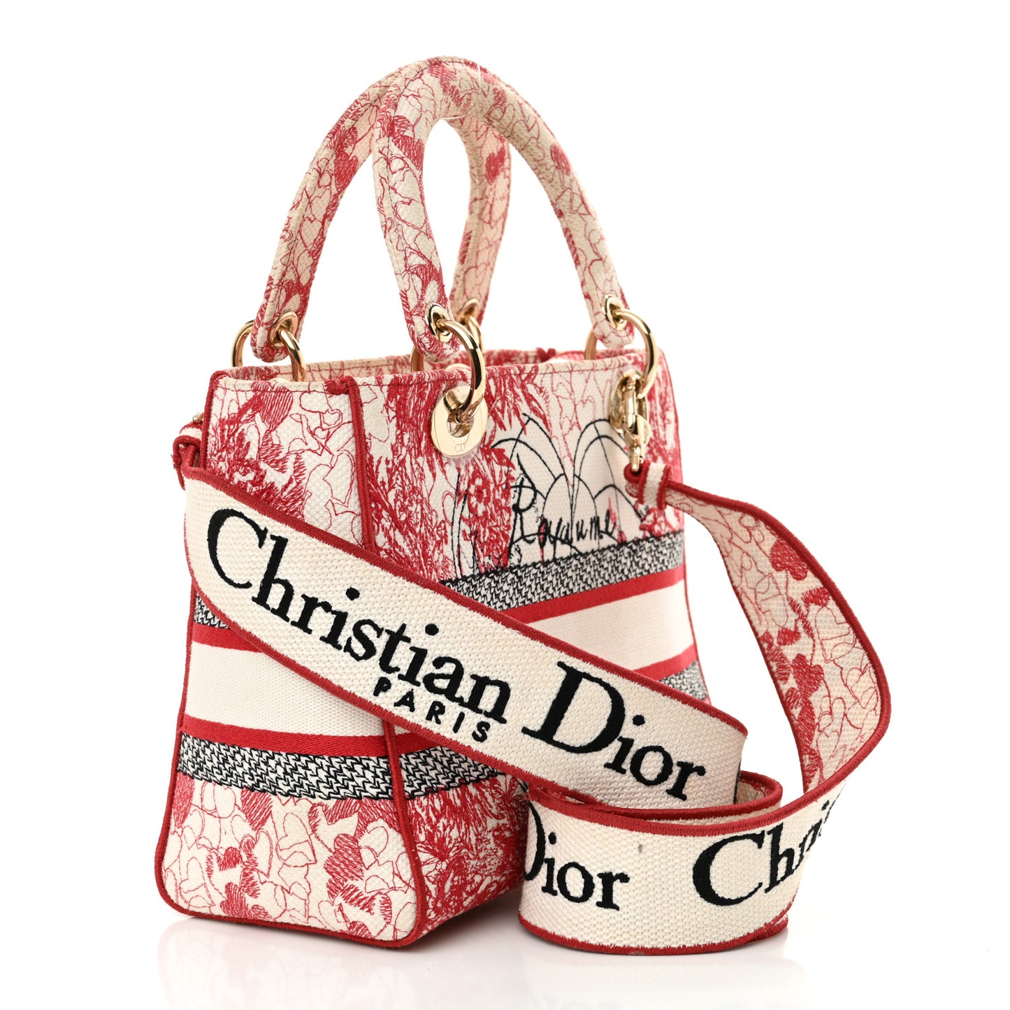 Canvas Embroidered Medium Dioramour D-Royaume Lady D-Lite Red Multicolor