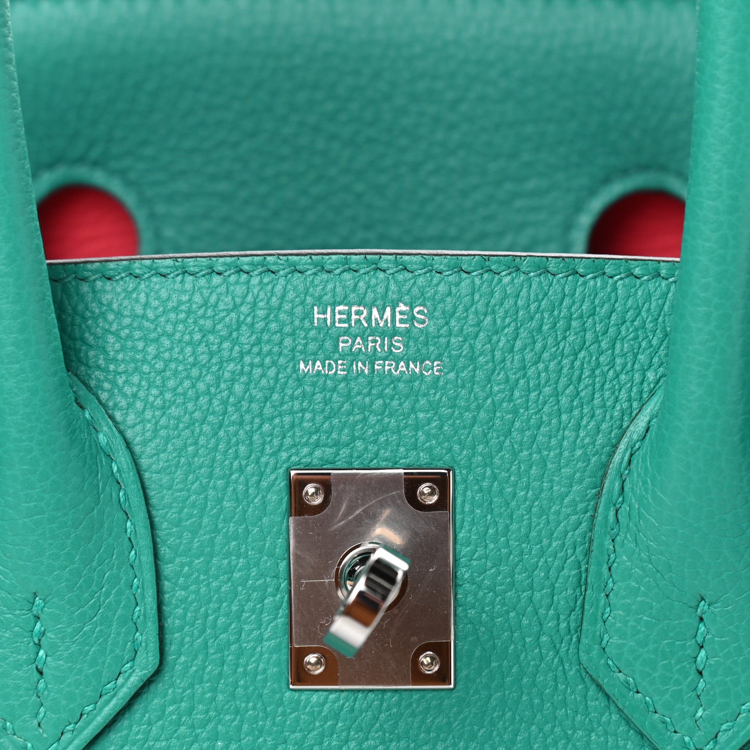Hermes Taurillon Novillo Verso Birkin 25 Vert Verone Rose Lipstick 6 of 11