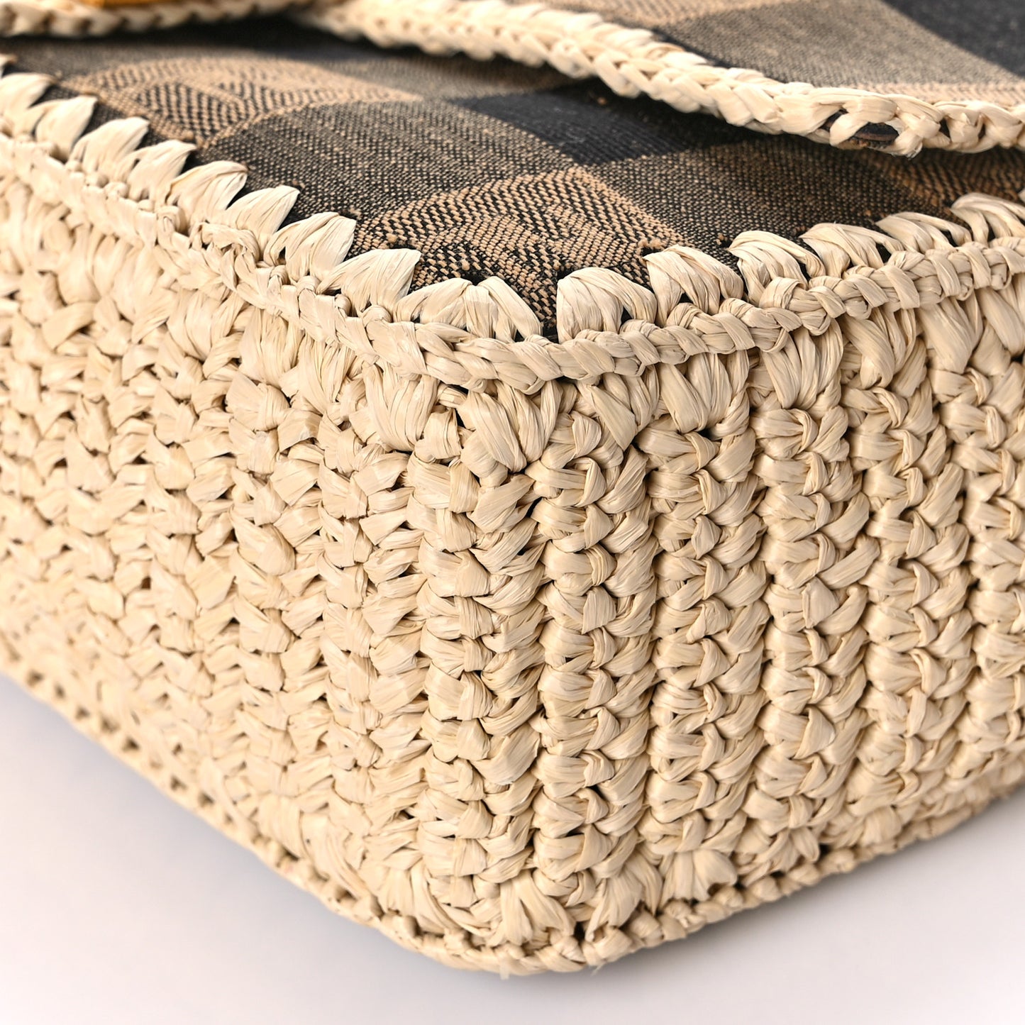 Fabric Jacquard Raffia Straw Pequin Gingham Woven Baguette Beige Black Natural