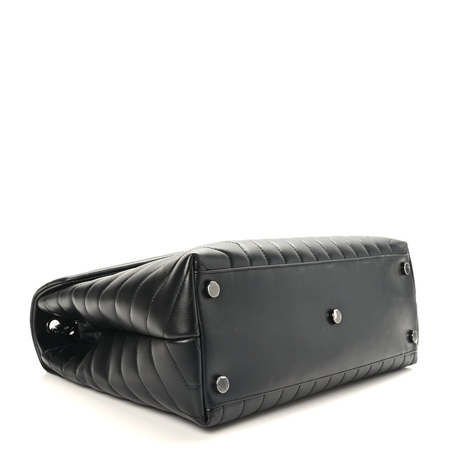 Calfskin Y Quilted Monogram Large Loulou Chain Satchel Black