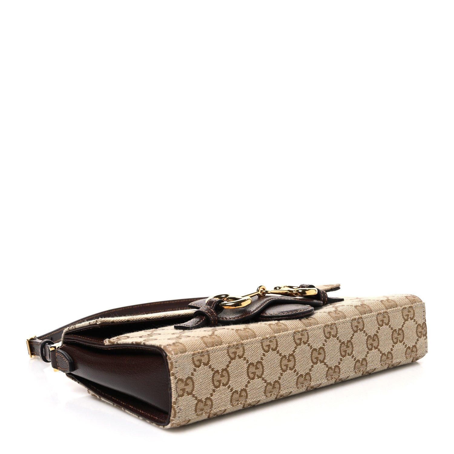 Gucci Monogram Medium Ristretto Horsebit Flap Shoulder Bag Sand Brown 4 of 10