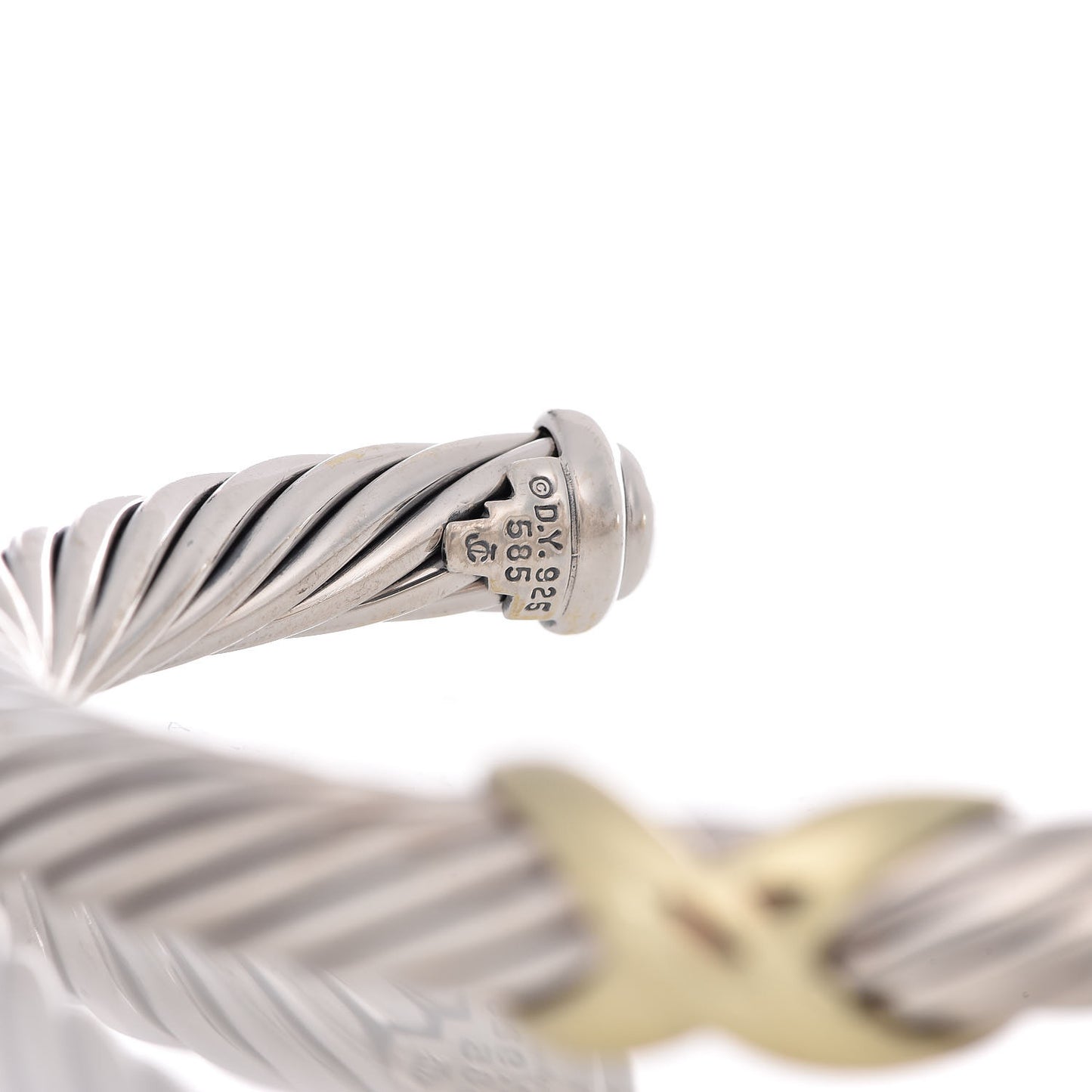 Sterling Silver 14K Yellow Gold 7mm X Station Cable Bracelet