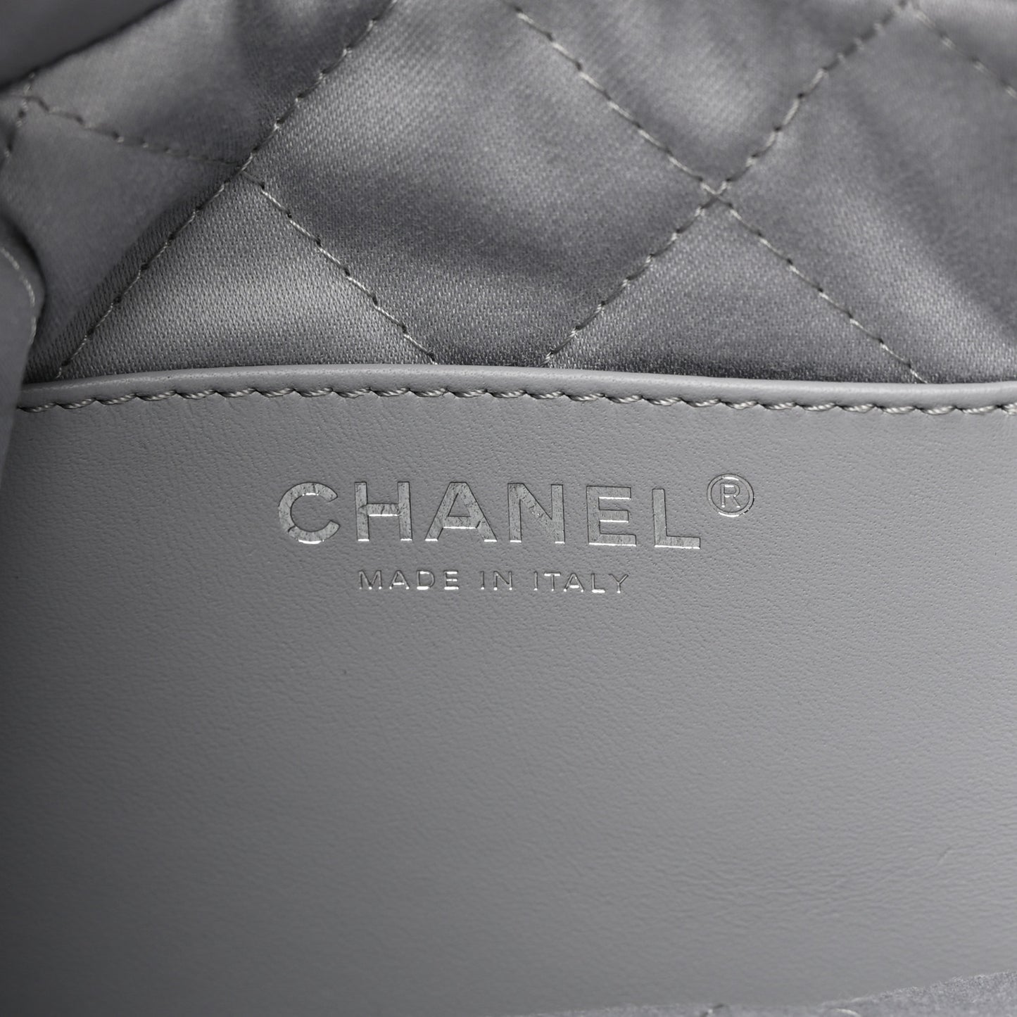 Shiny Calfskin Quilted Mini Chanel 22 Grey
