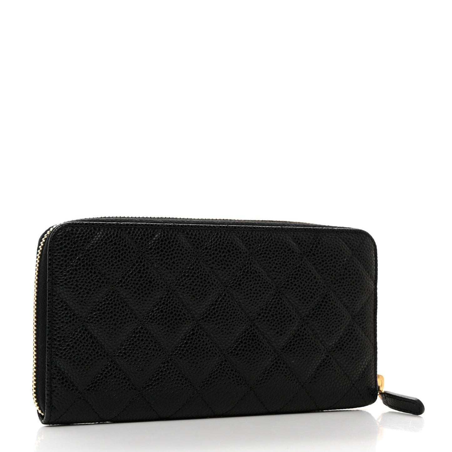 Caviar Quilted Large Gusset Zip Around Wallet Black