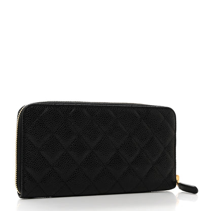 Chanel Caviar Quilted Large Gusset Zip Around Wallet Black 3 of 9
