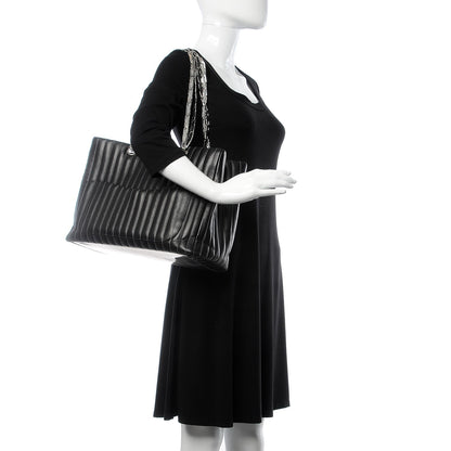 Chanel Lambskin Vertical Quilted Large Mademoiselle Tote Black 2 of 11