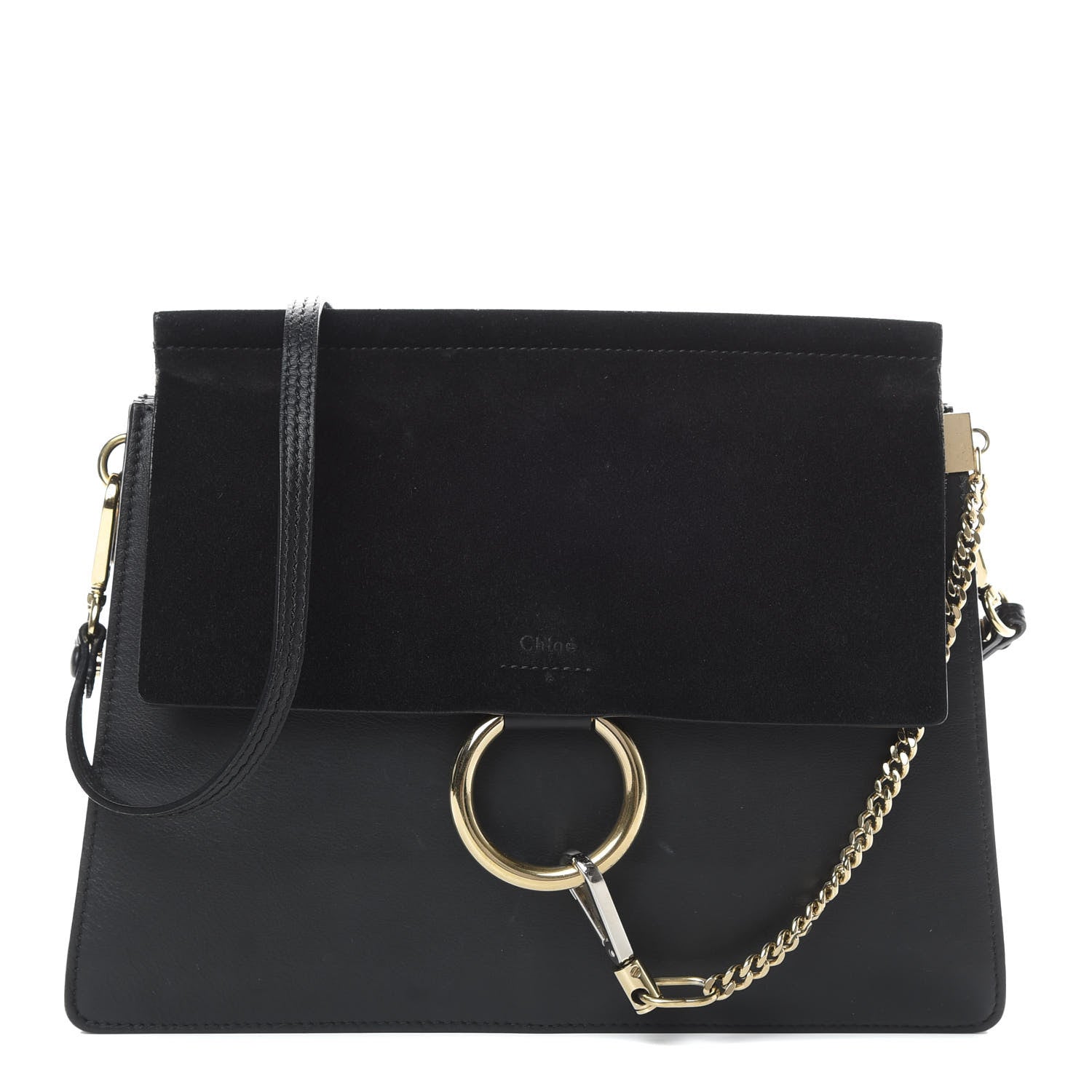 Chloe Suede Calfskin Medium Faye Shoulder Bag Black 1 of 20