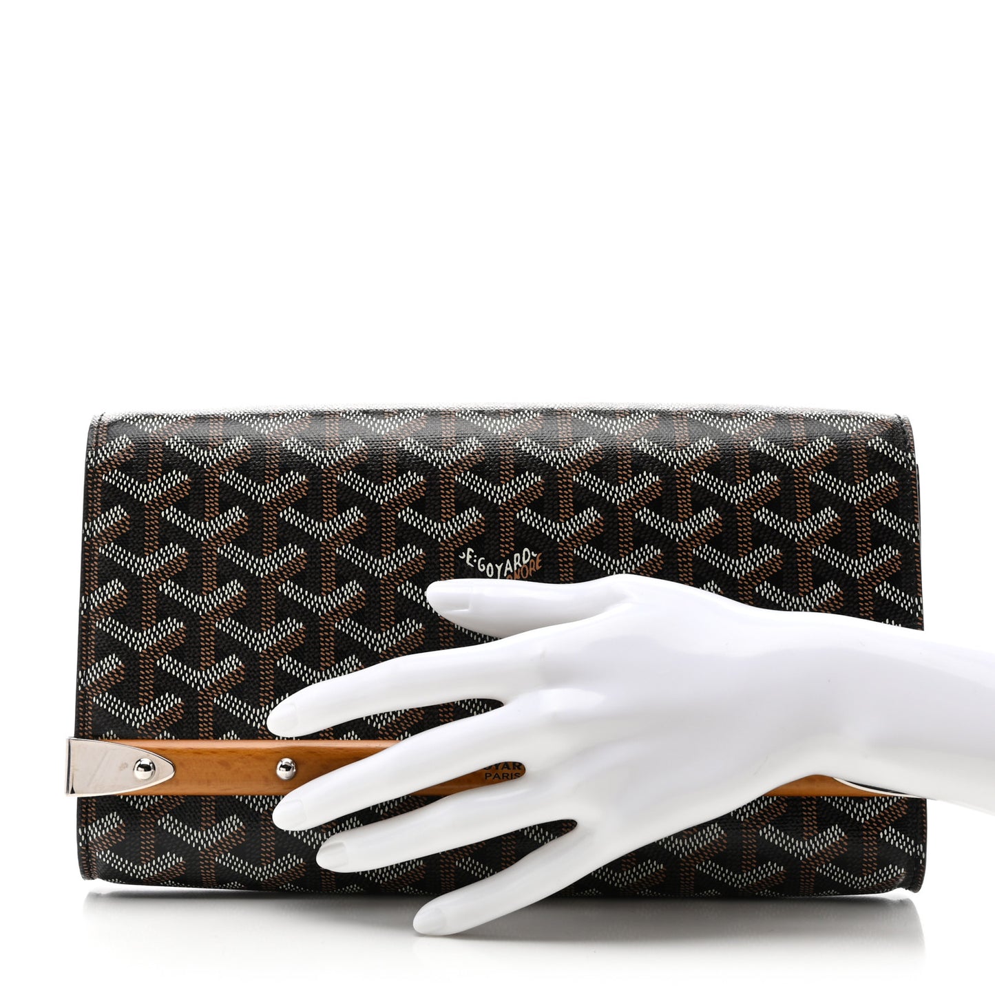 Goyardine Monte Carlo Bois Clutch With Strap Black