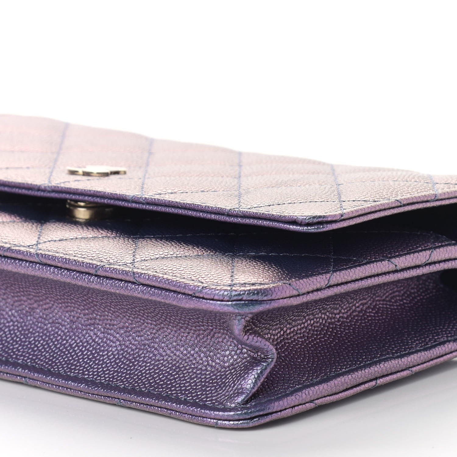 Chanel Iridescent Caviar Quilted Wallet On Chain WOC Dark Blue 11 of 12